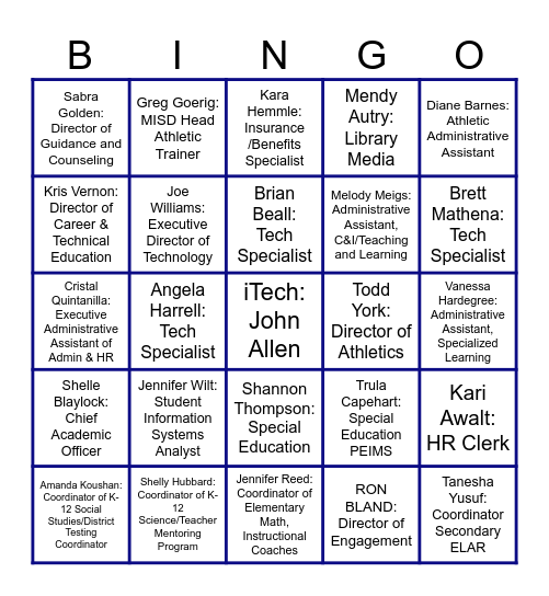 Connect Conference - Who is Who at MISD Bingo Card