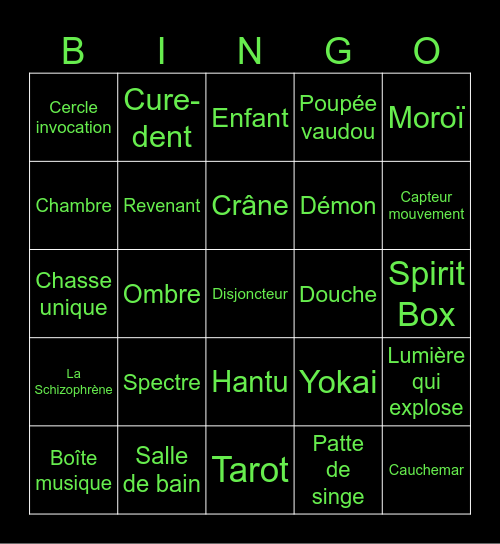 Bingo Phasmo Houdini Bingo Card