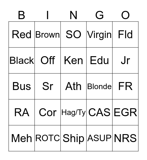 Hookup UP Bingo Card