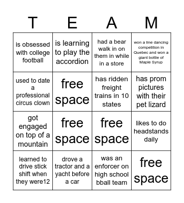 Who's That Team Member? Bingo Card