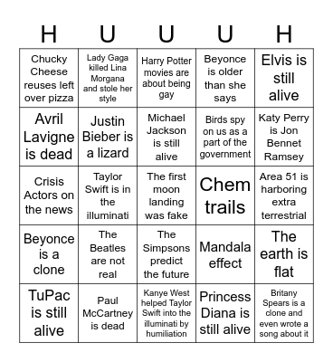 Conspiracy Bingo Card