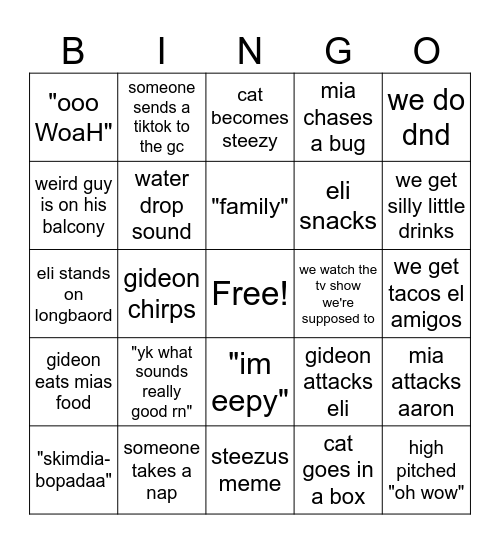 eli/aaron/bea/marci bingo Card