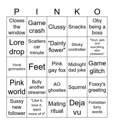 Foxxyboingo Bingo Card