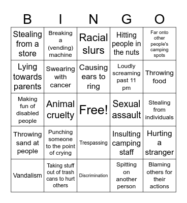 Annoying children Bingo Card