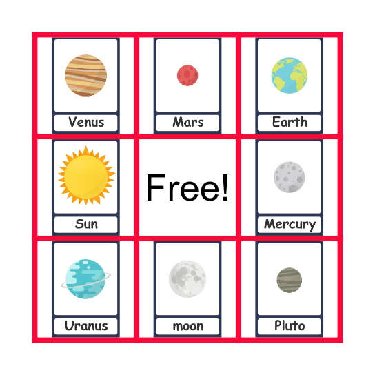 Planet Bingo Card