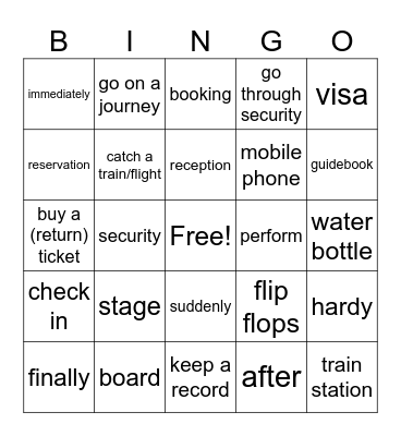 vocabulary unit 8 Bingo Card