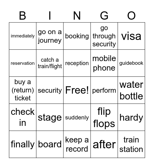 vocabulary unit 8 Bingo Card