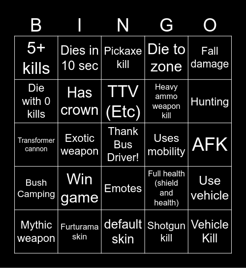 Untitled Bingo Card