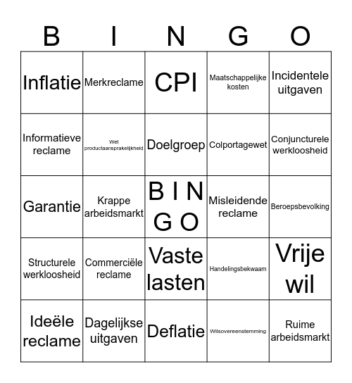 Thema 4 - Mobiel Bingo Card