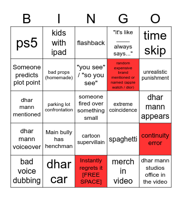 Dhar Mann Bingo v4 Bingo Card