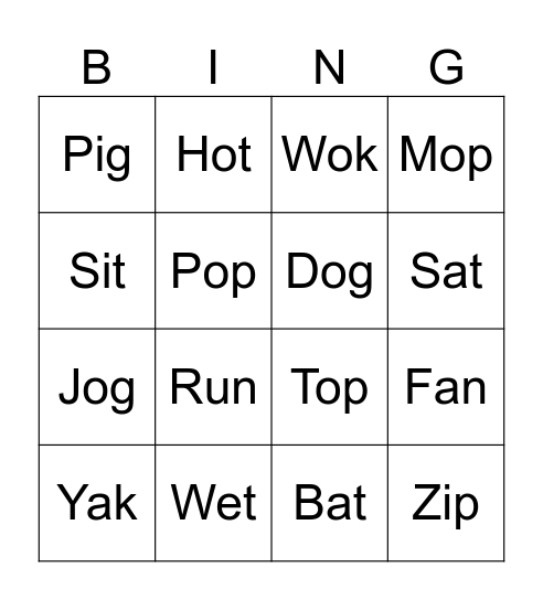 CVC Bingo Card