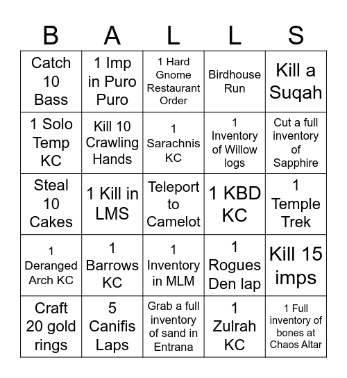 Riley vs Salsa Bingo Card