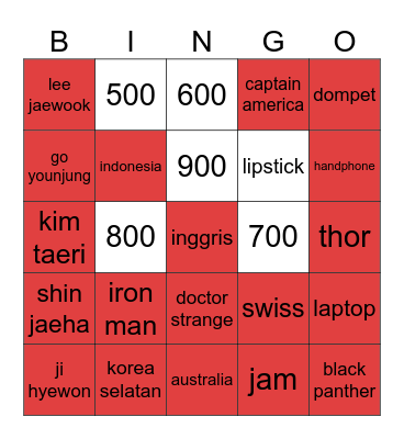 YONK Bingo Card