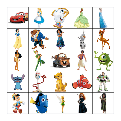 DISNEY BINGO Card