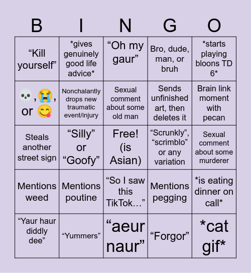 SPIYNGO Bingo Card