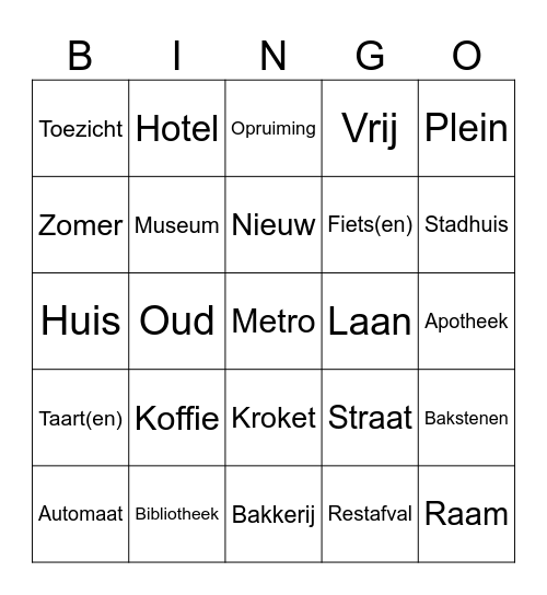 Alsare Taalbingo Centrum Bingo Card