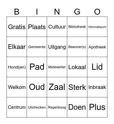 Taalbingo Prins Alexander Bingo Card