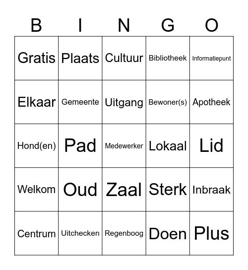 Taalbingo Prins Alexander Bingo Card
