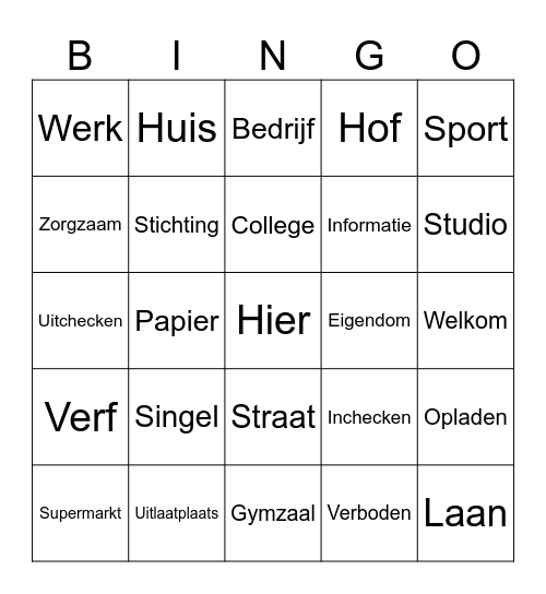 Taalbingo Overschie Bingo Card