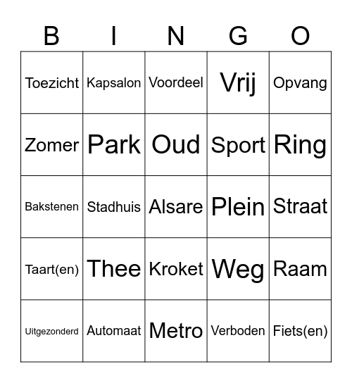 Taalbingo Centrum Bingo Card