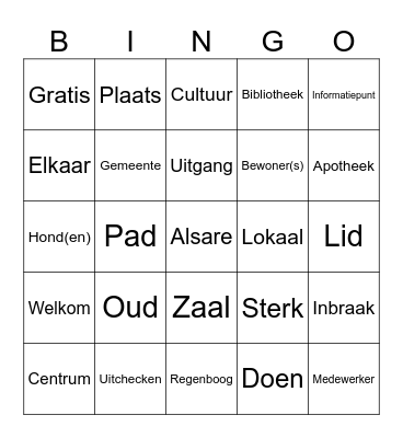 Taalbingo Prins Alexander Bingo Card