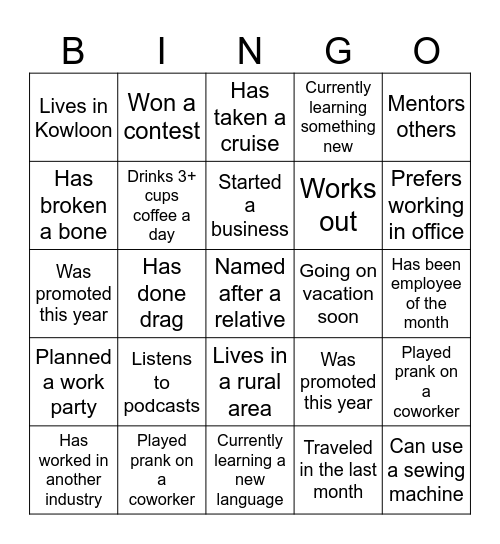 AmCham x Pride in Fashion Bingo Card