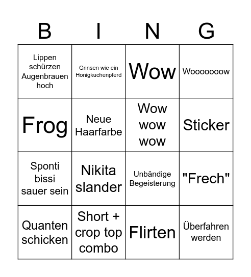 Karl Bingo Card