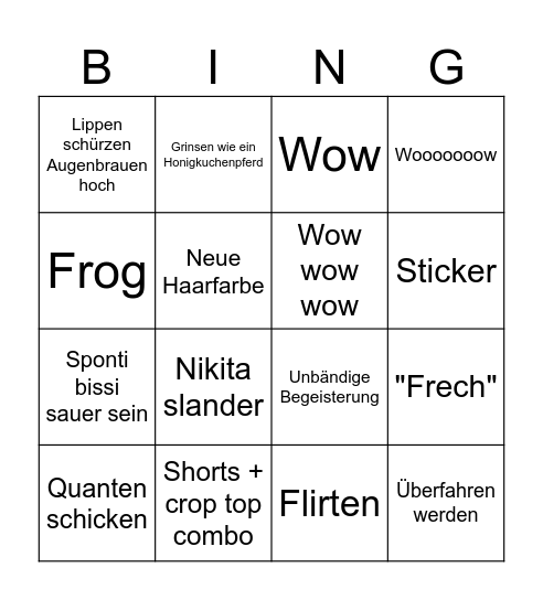 Karl Bingo Card