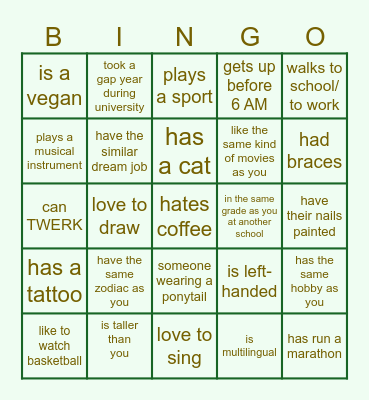 RYF Icebreaker Bingo Card