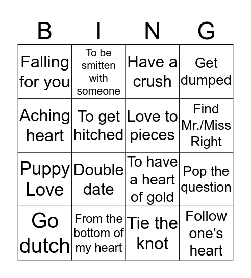 Love Bingo Card