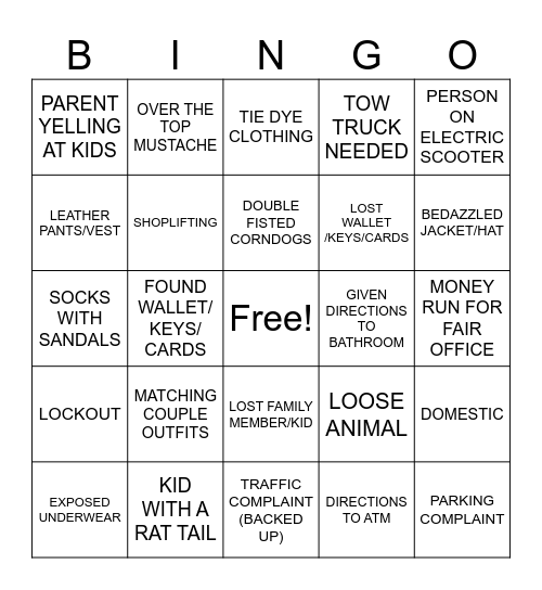 FAIR BINGO Card