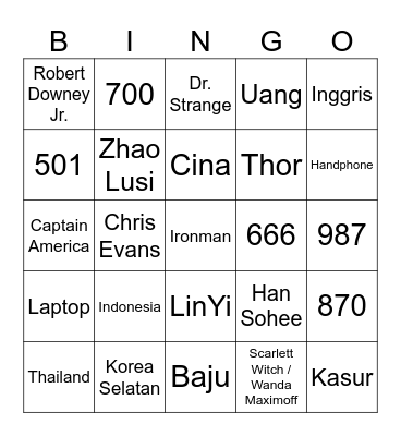 Bingo Draco Bingo Card