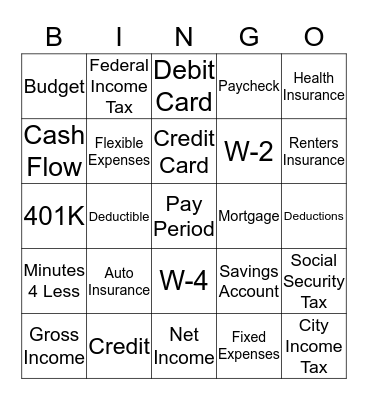 H & R Block BINGO Card
