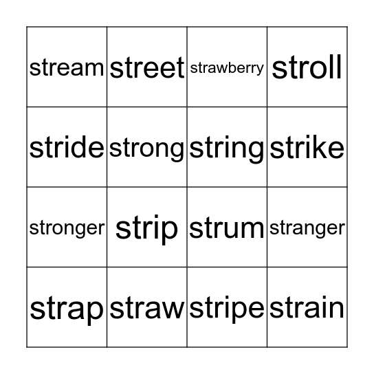 /STR/ BINGO! Bingo Card