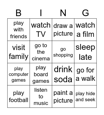 Winter Break Bingo Card