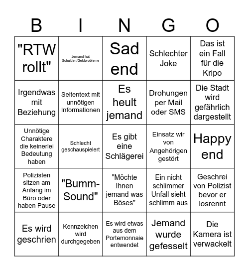 Ruhrpottwache Bingo Card