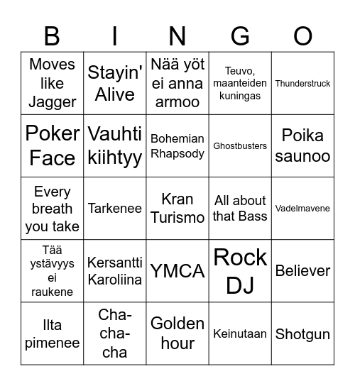 Musa Bingo Card