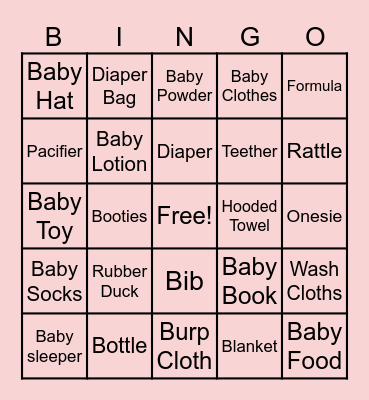 Baby Bingo! Bingo Card