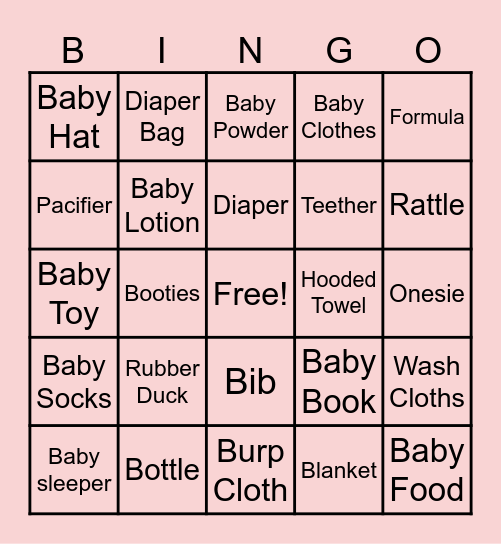 Baby Bingo! Bingo Card