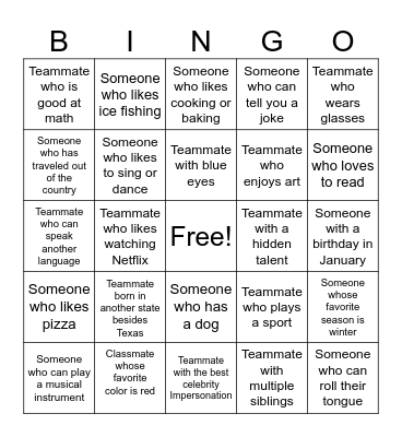 Autograph Bingo Card