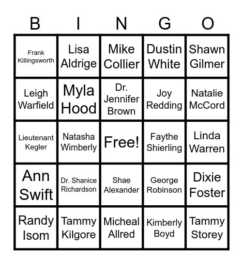 Early County Faculty & Staff Bingo Card