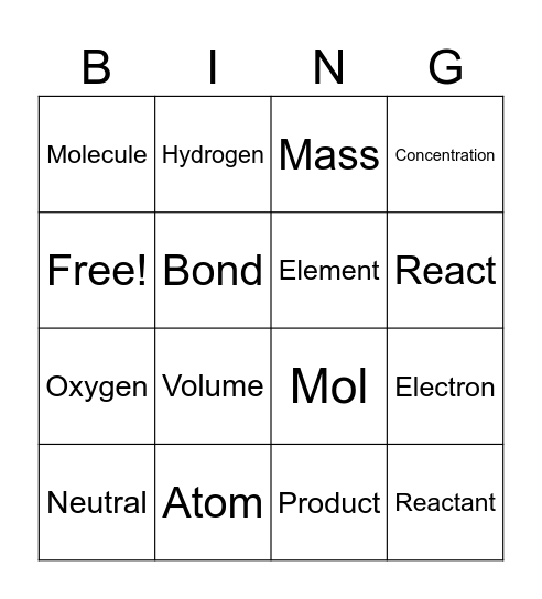 Science Week Bingo Card