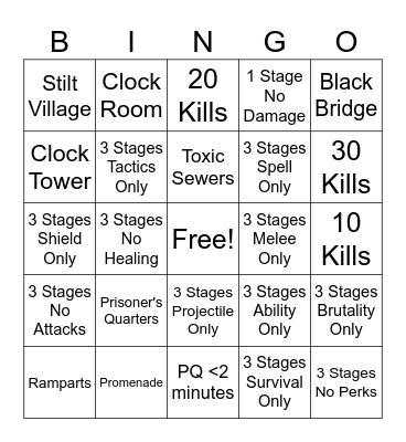 Dead Cells Bingo Card