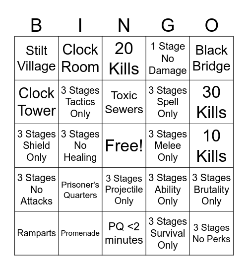 Dead Cells Bingo Card