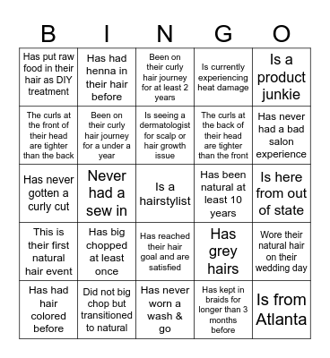Curl Party Bingo Card