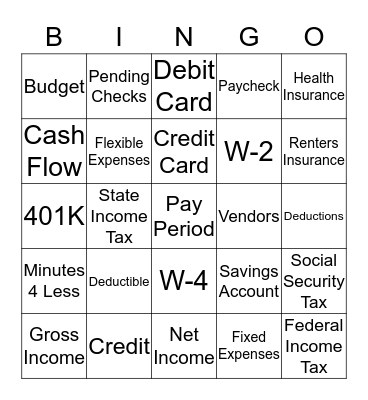 H & R Block BINGO Card