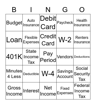 H & R Block BINGO Card