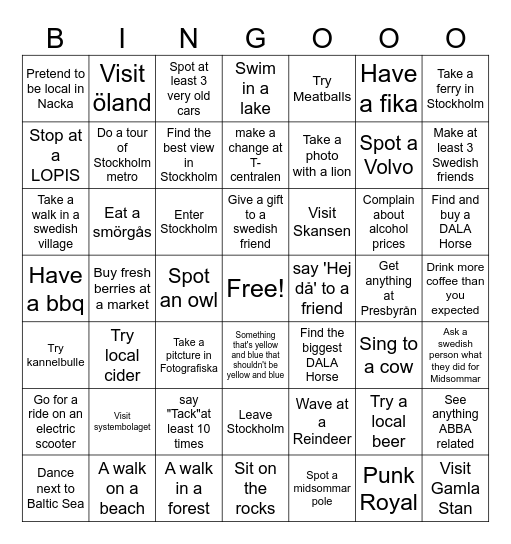 Swedish Essentials Bingo Card