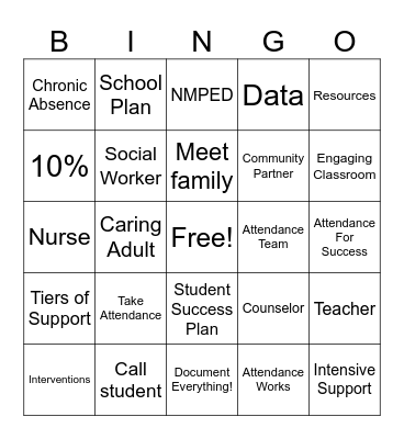 Attendance Bingo Card