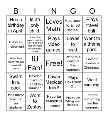 Untitled Bingo Card